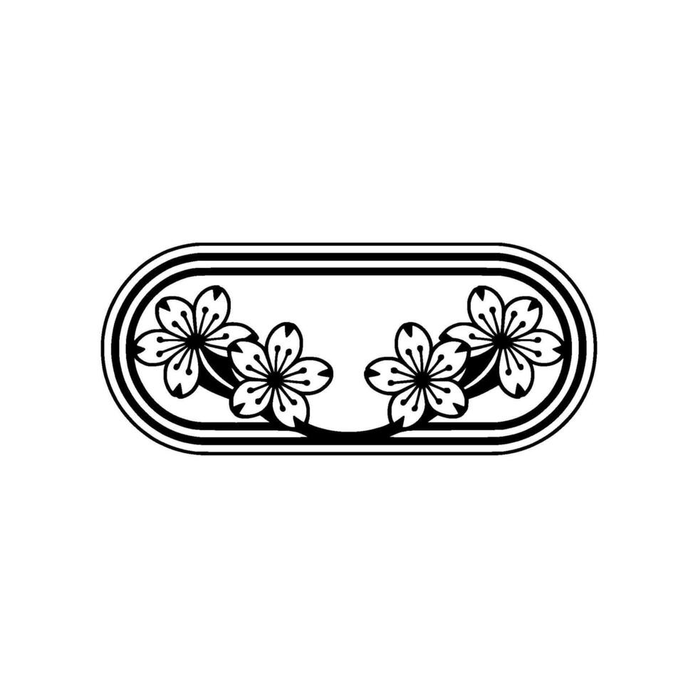 Black Sakura Blossom Border, Minimalist Japanese vector