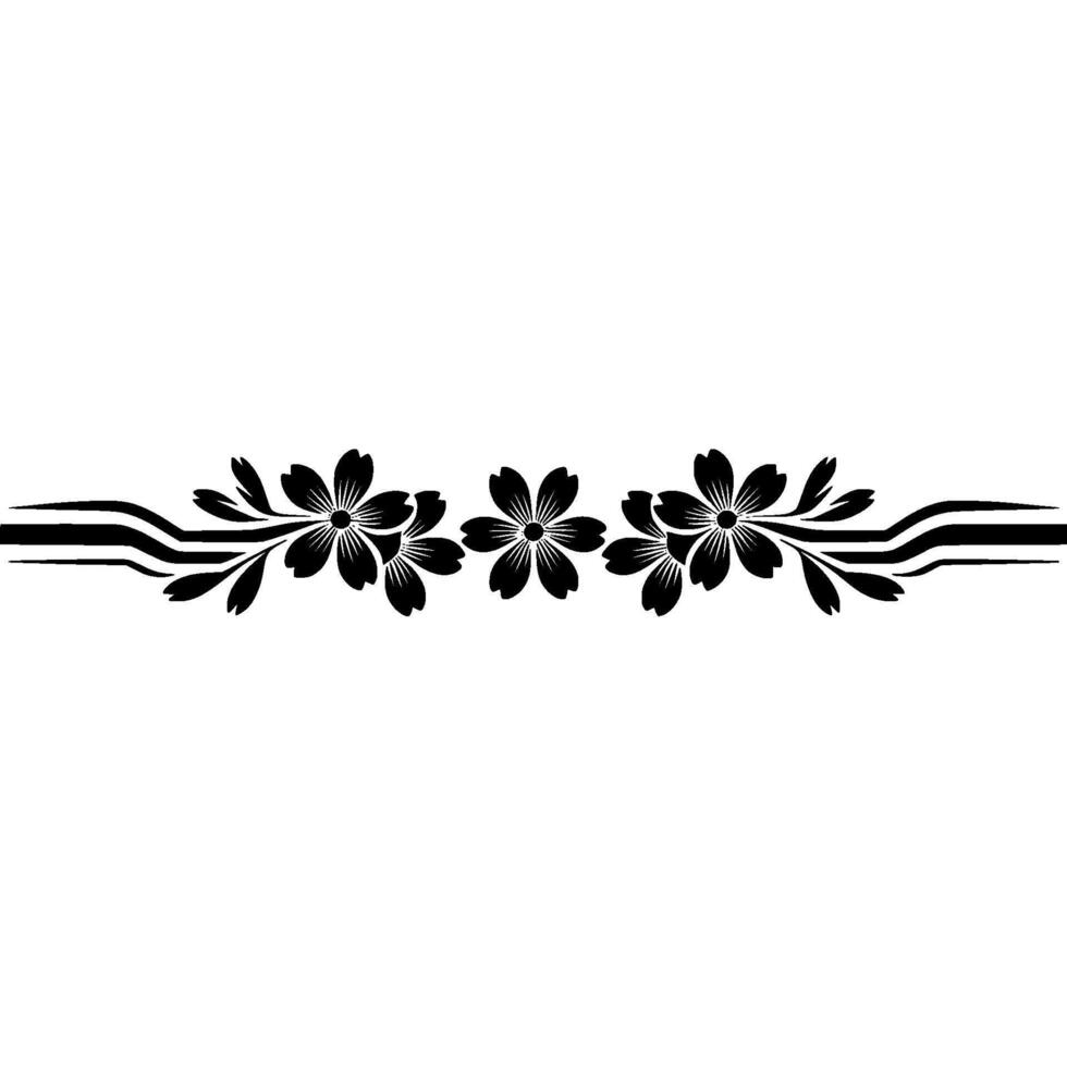 Minimalist Floral, Border in Black and- White vector