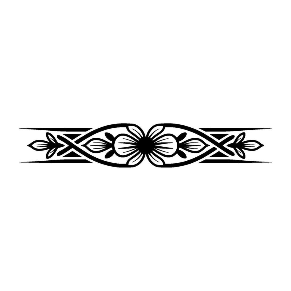 Elegant Black Floral- Divider Element on White Background vector