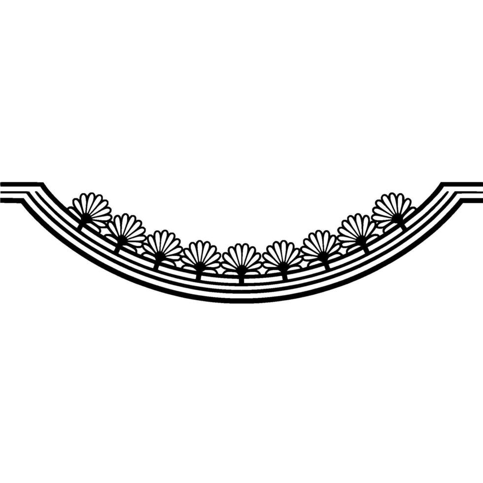 Elegant Floral Border Minimalist Black and White Decorative Element vector