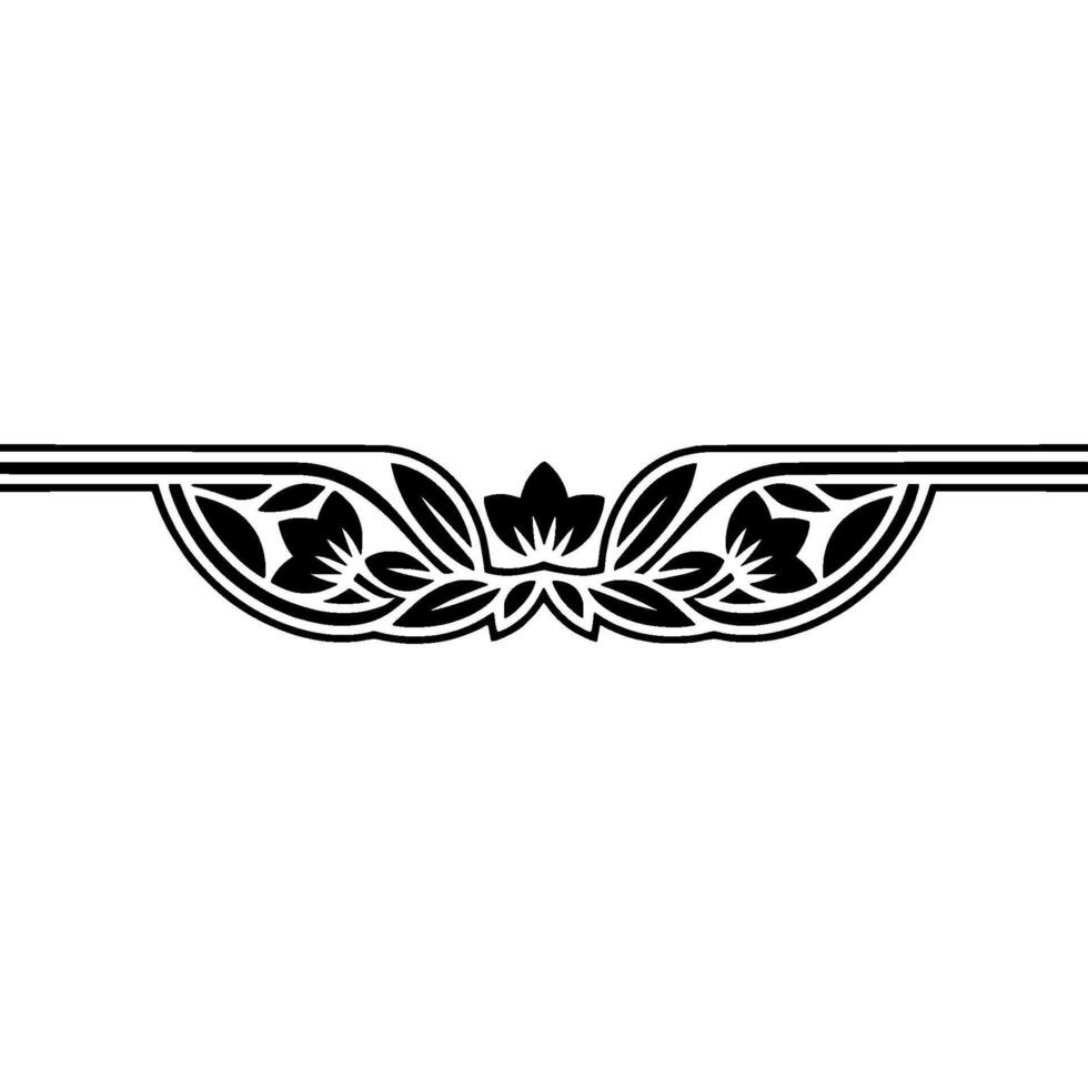 Elegant Floral Border Black and- White Ornament vector