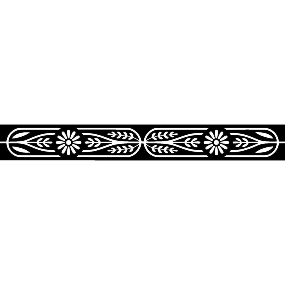 Elegant Floral Border , Black White, Decorative- Element vector