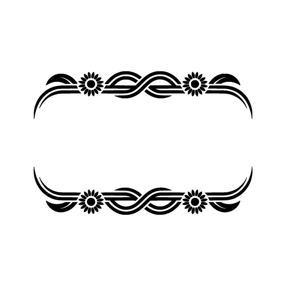 Black Floral Frame Element on White, Elegant Decorative vector