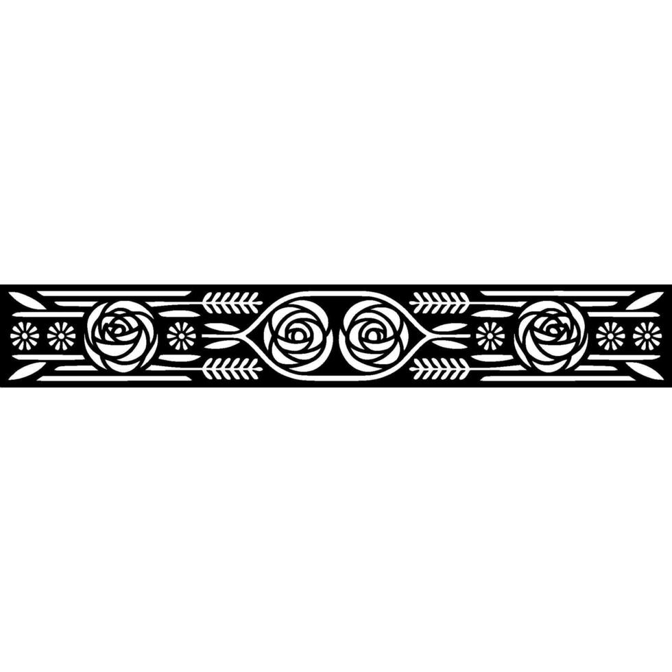 Ornamental Floral Border Black White Art Nouveau vector