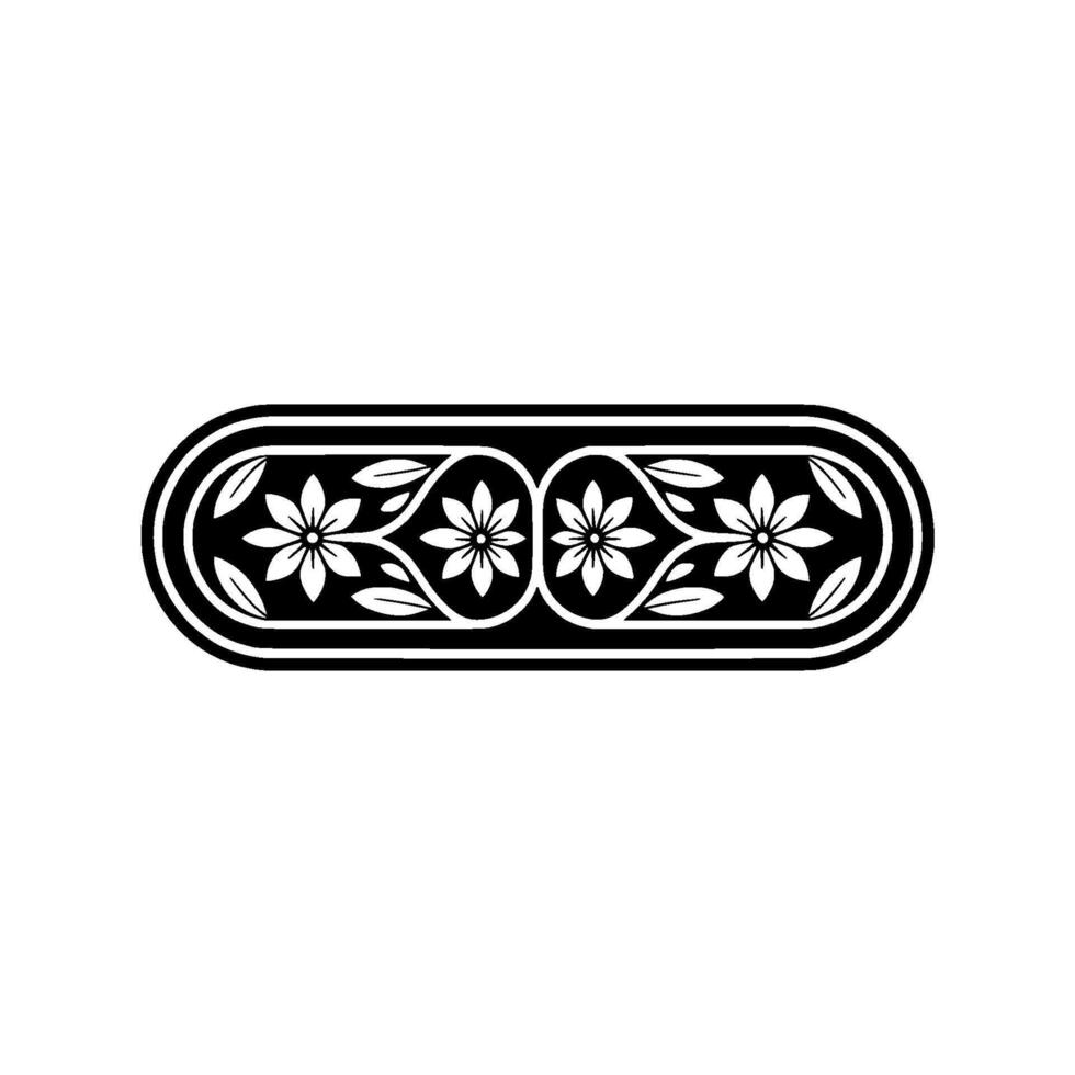 Floral Ornament, Minimalist Black White Border vector