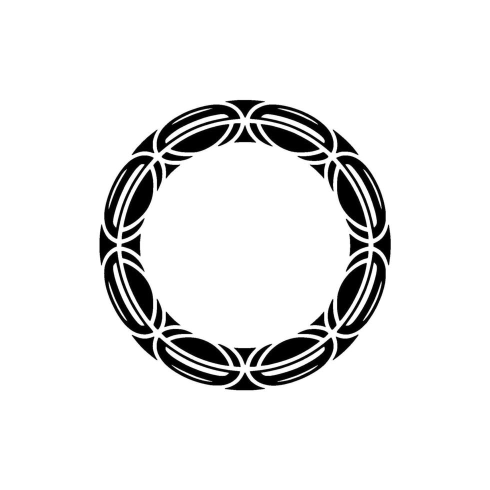 Abstract Black White Circle Decorative Border, Minimalist Style vector