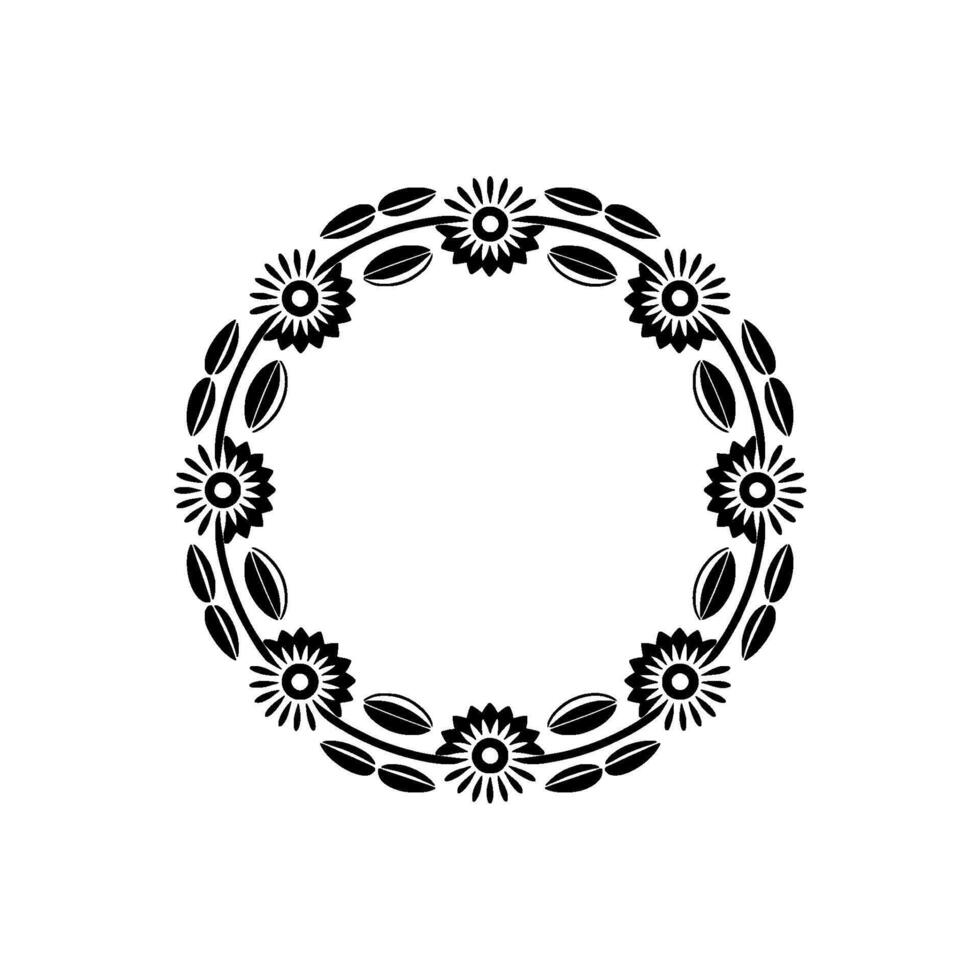Black Floral Wreath , Elegant Circle Border vector