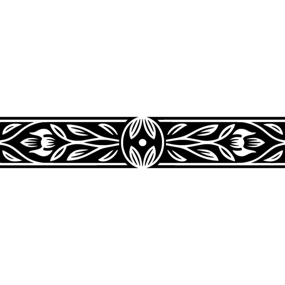 Elegant Black White Floral Border, Ornamental , Decorative Element vector