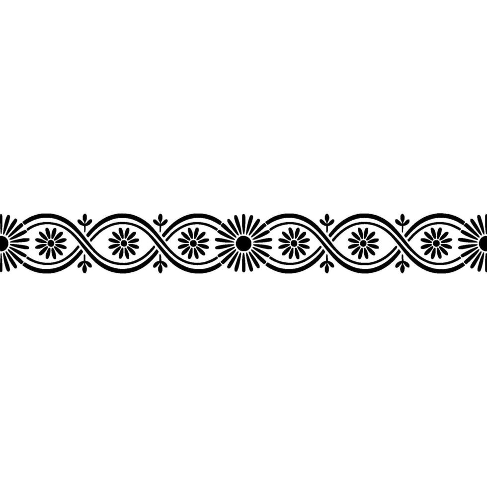 Black Floral Border on Light Gray Background, Decorative Element vector