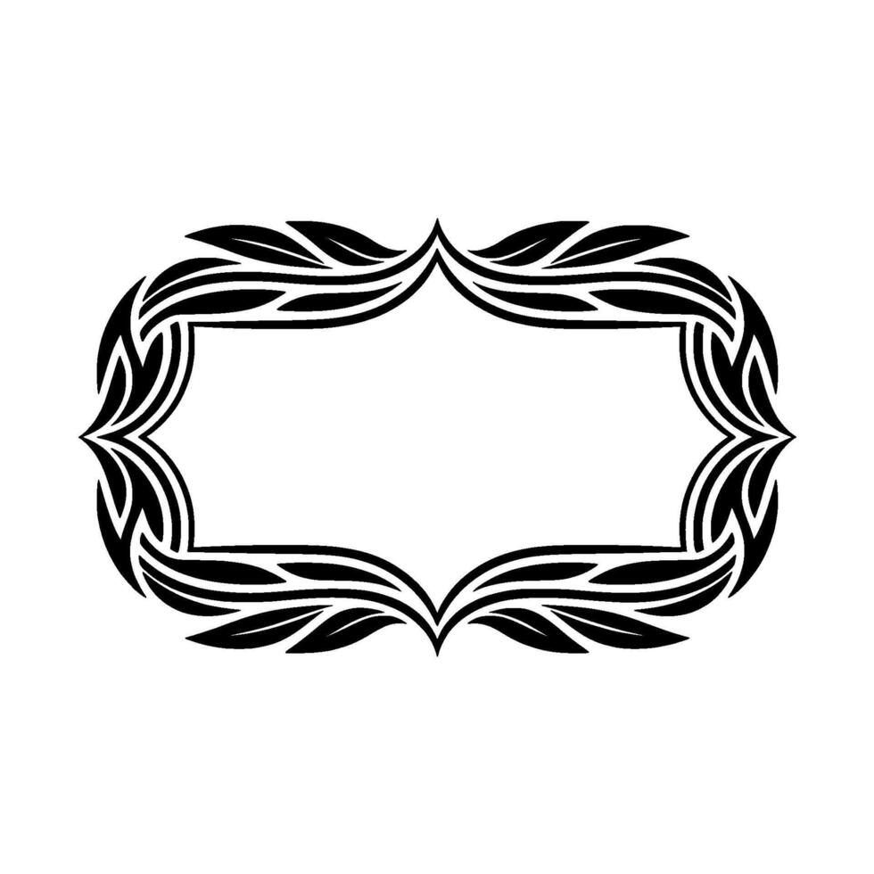Elegant Black Leaf- Frame on White Background vector