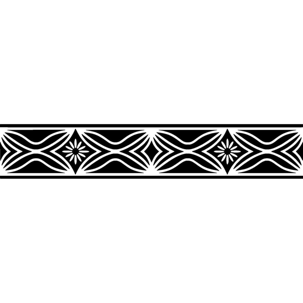 Elegant Black and White Floral Border - Illustration vector