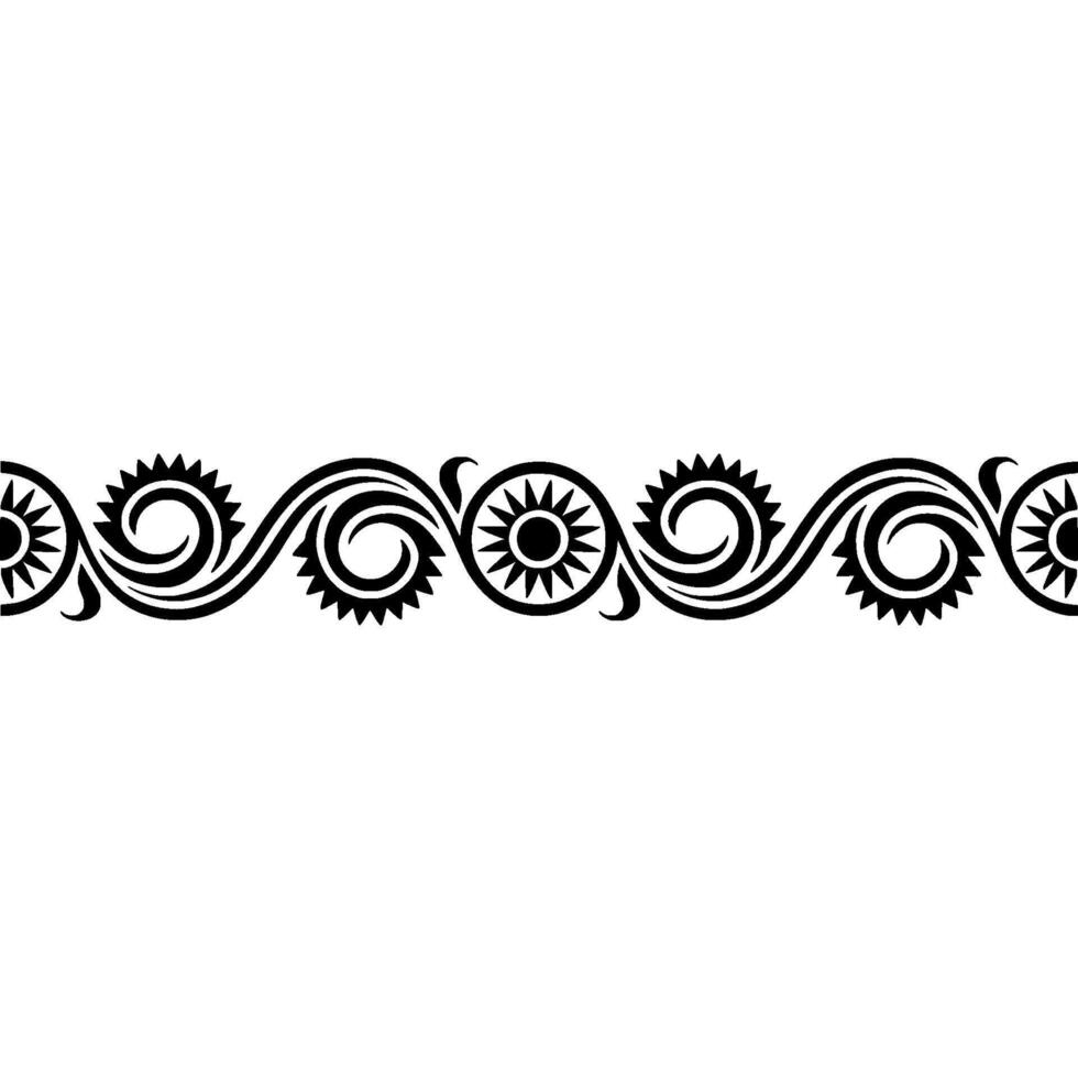 Decorative Floral Border, Black Ornament on White Background vector