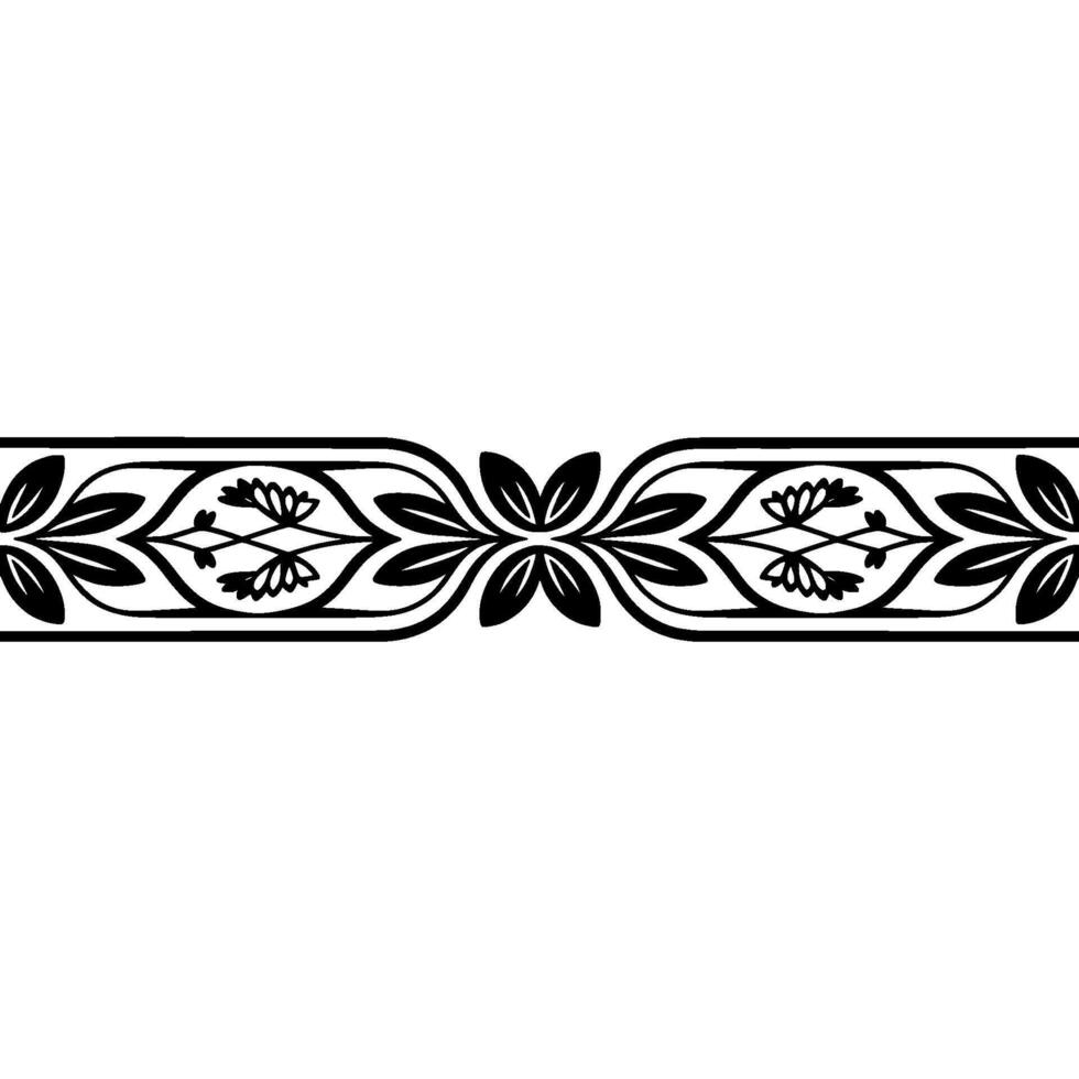 Minimalist Floral Border, Black and Pink Elements on White vector