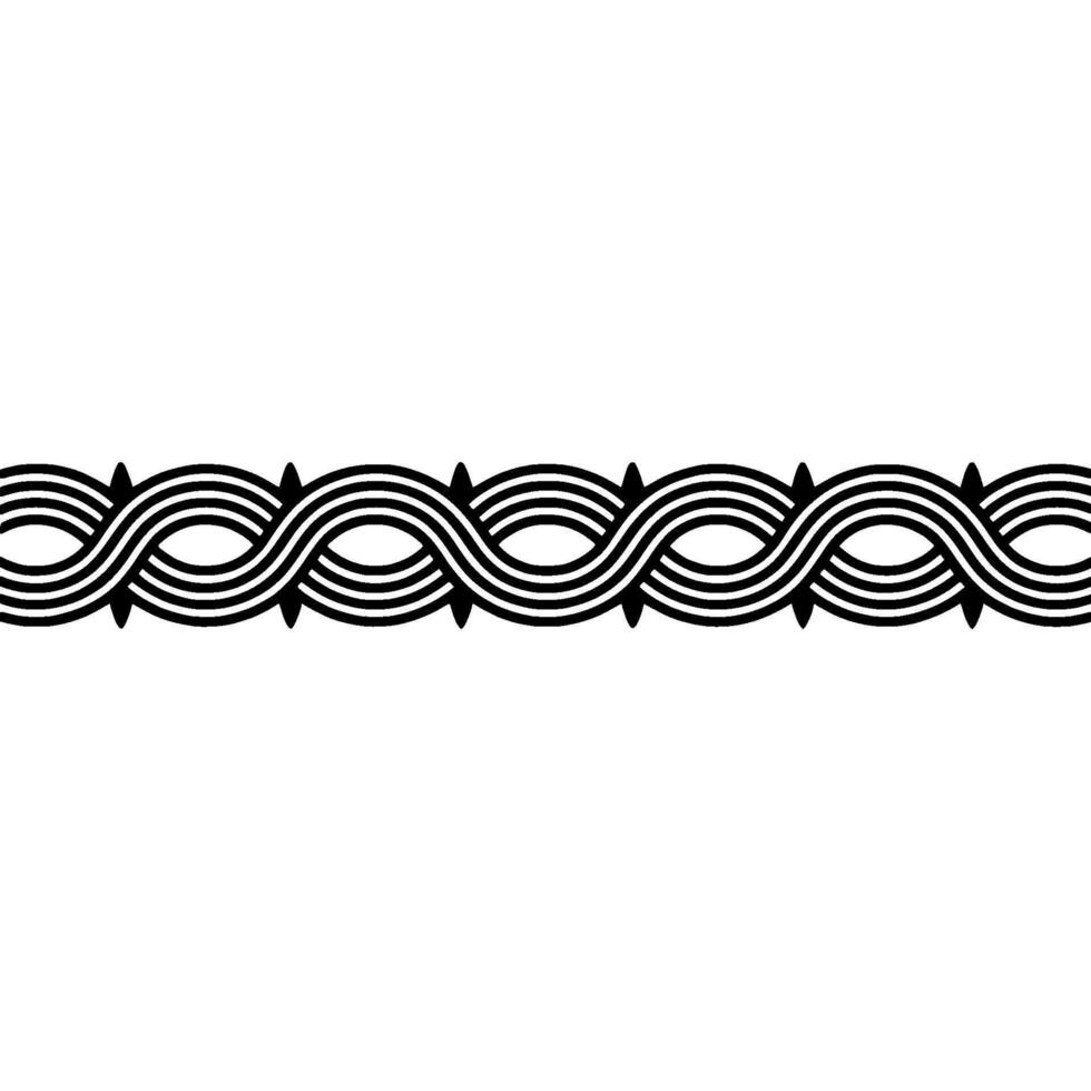Abstract Geometric Border Repeating Woven Lines, Black White vector