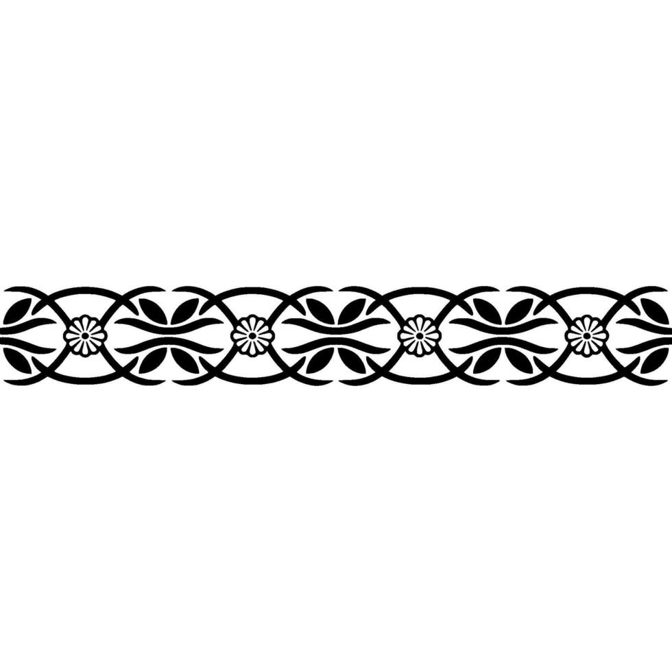 Elegant Black Floral, Border, on, White- Background vector
