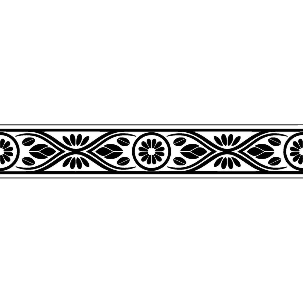 Elegant Black, Floral Border, on White, Background vector