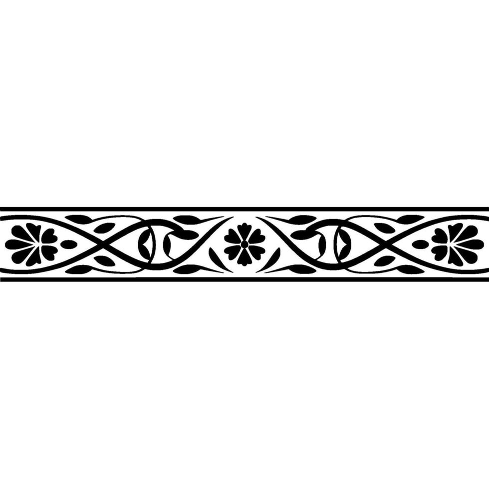 Elegant Floral Border in Black on, White vector