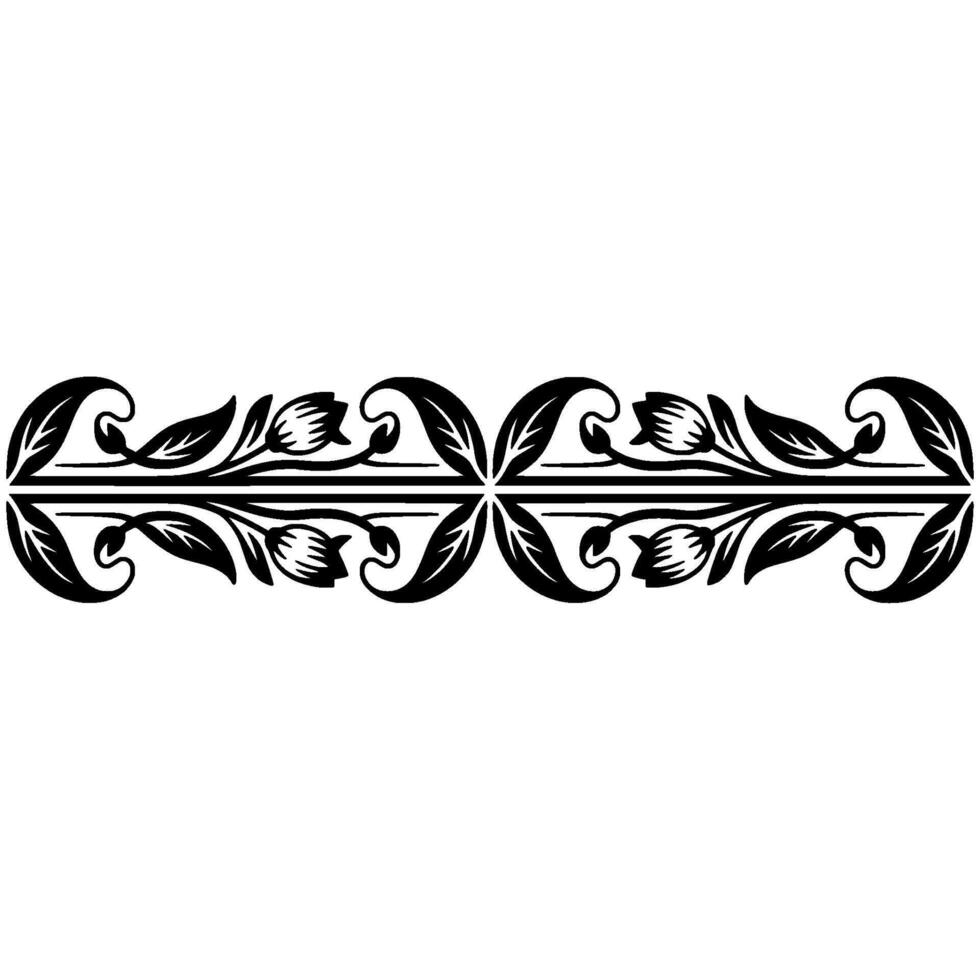 Elegant Black Floral Border on, White, Background. vector