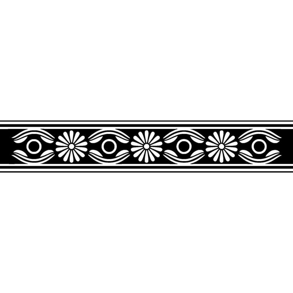 Elegant Black and White Floral Border , Minimalist, Seamless Repeat vector