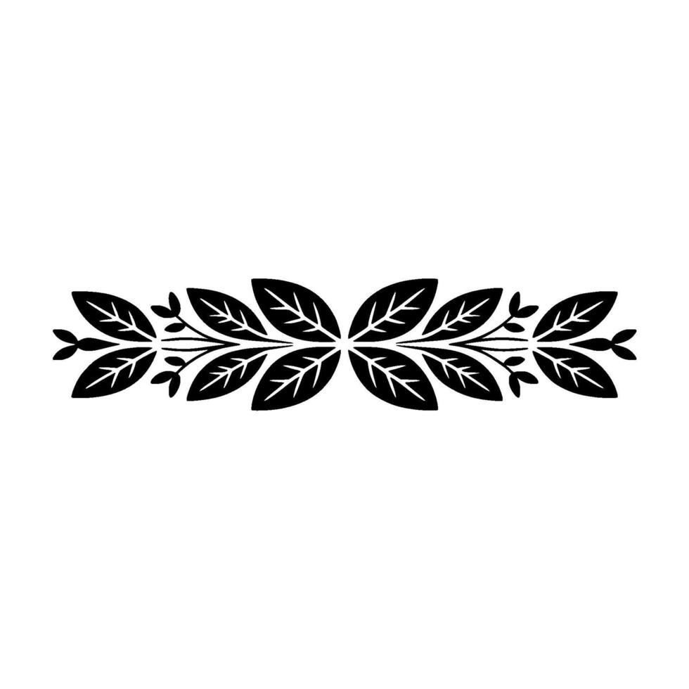 Elegant Black Leaf Border on- White Background vector
