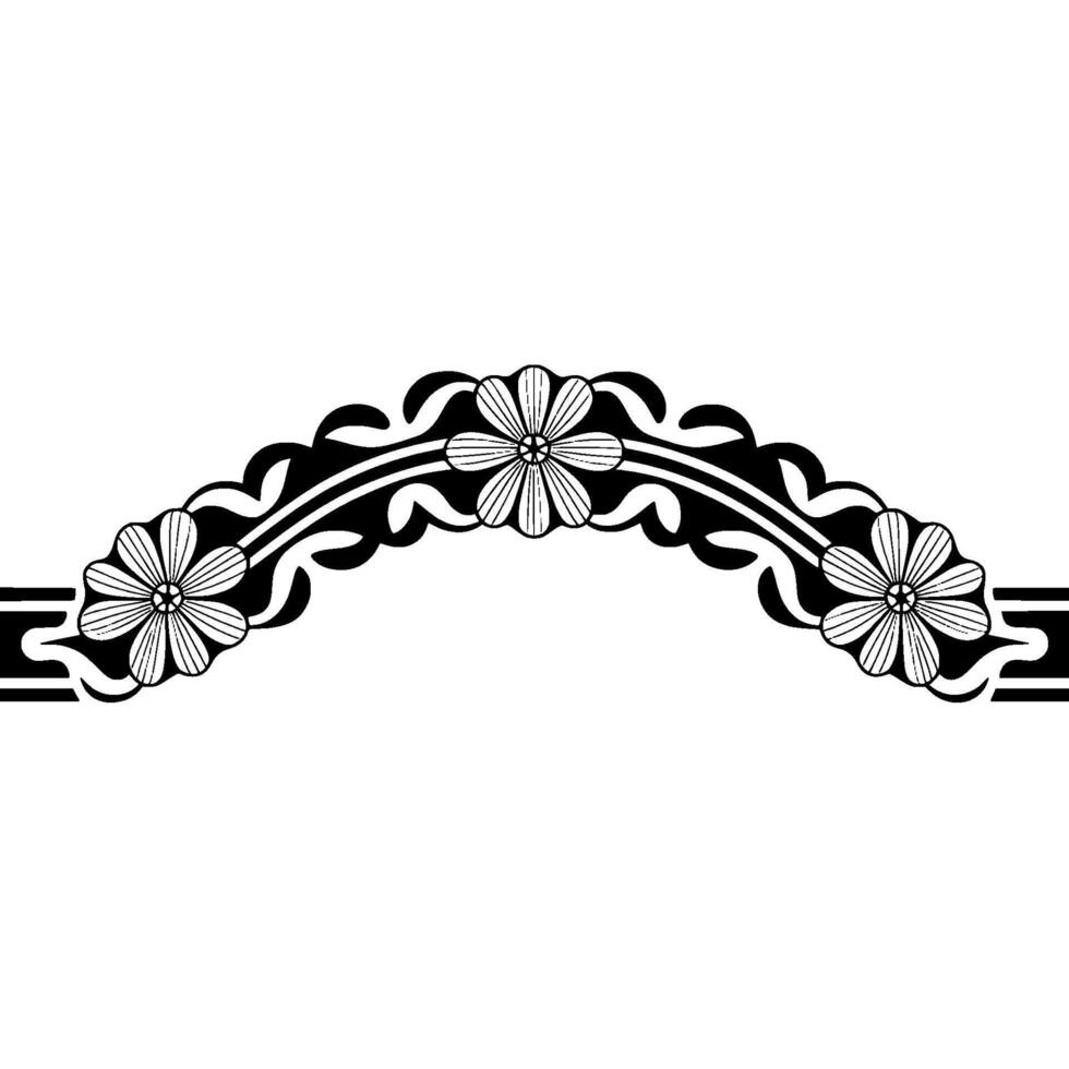 Art Deco Floral Archway Illustration, Black White vector