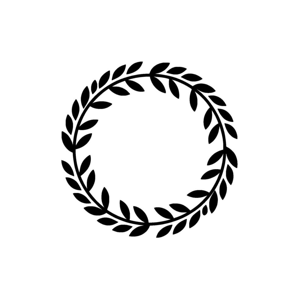 Elegant Black Leaf Wreath on Cream Background Minimalist vector