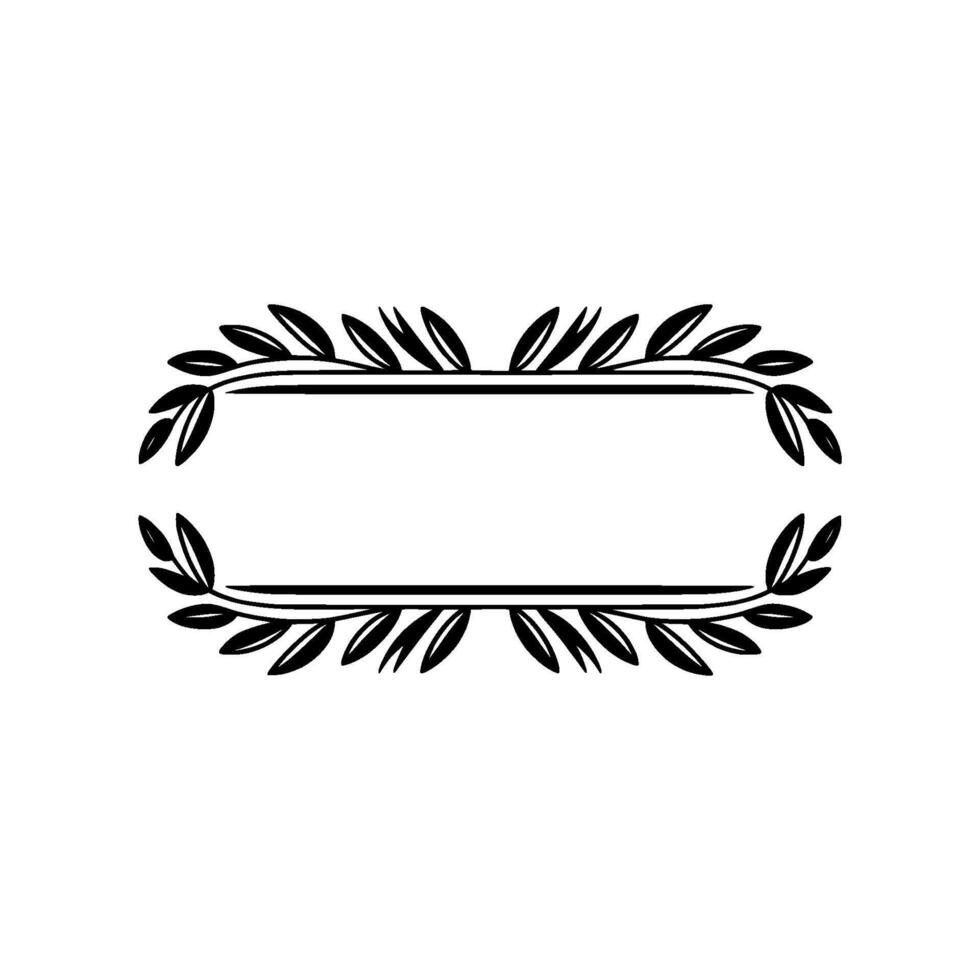 Elegant Black Leaf Frame on, White Background vector