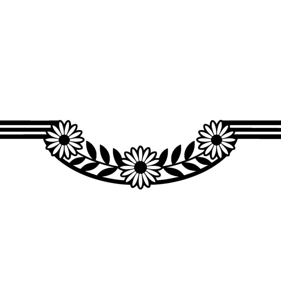 Minimalist Daisy Garland Border Black White Floral vector