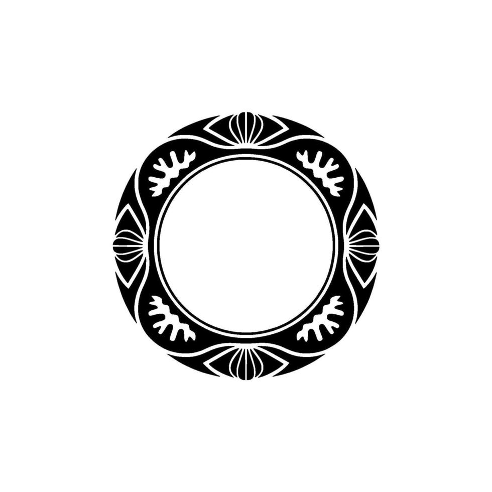 Black Ornamental Circle Frame on White, Decorative Element vector