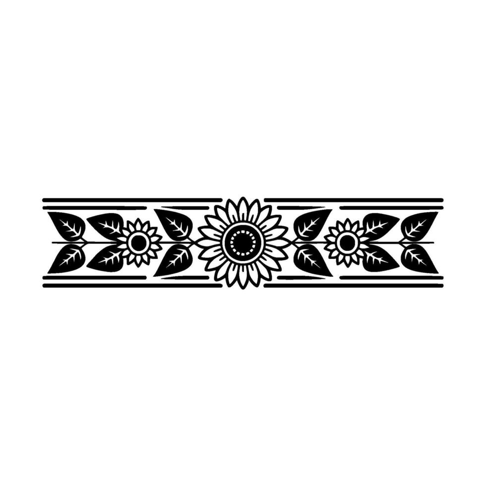 Elegant Sunflower Border in Black and White vector