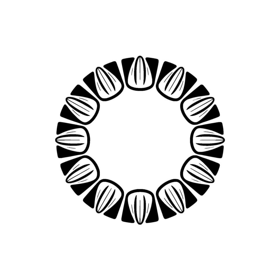 Minimalist Black White Seed Pod Mandala vector