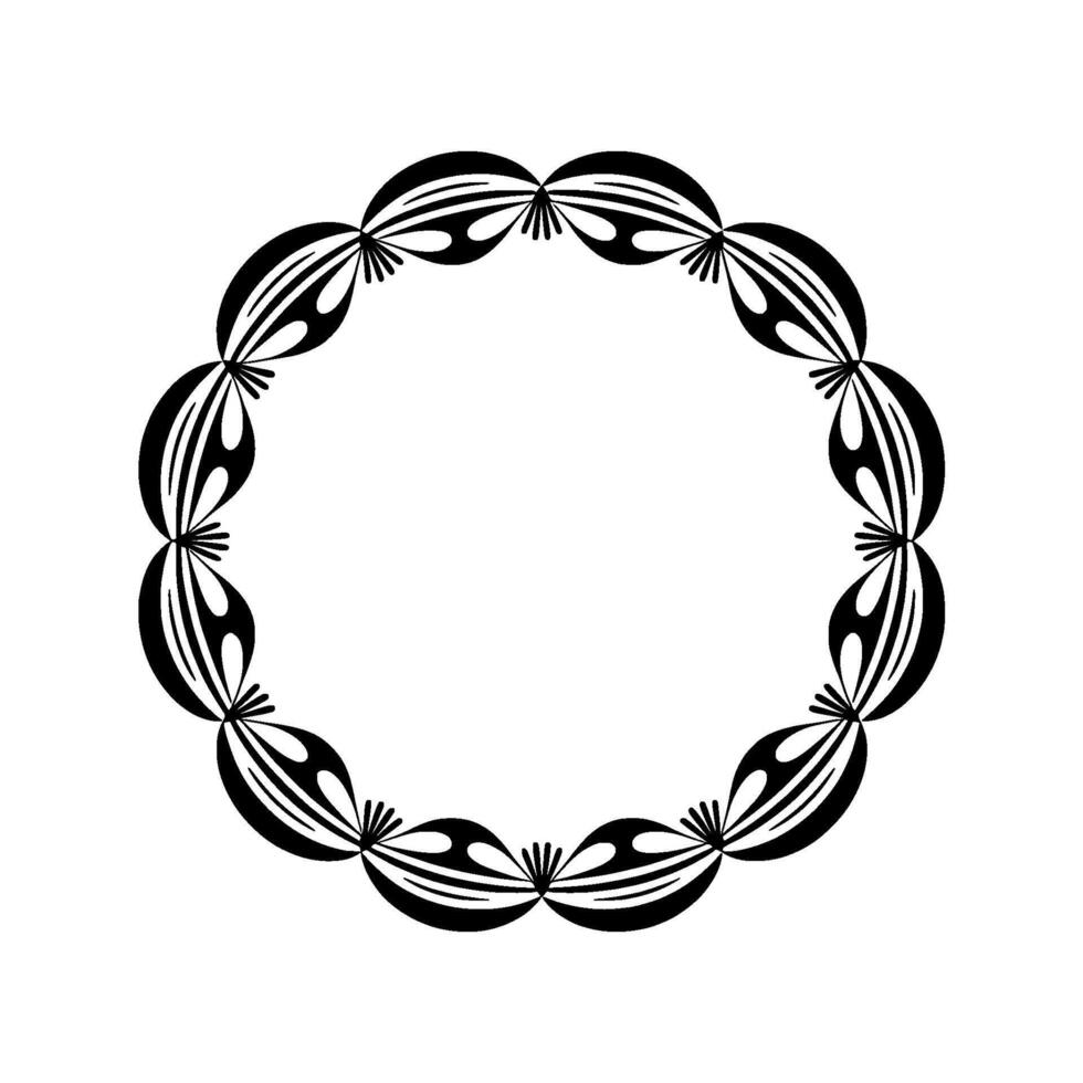 Minimalist Black White Floral Circle Frame vector