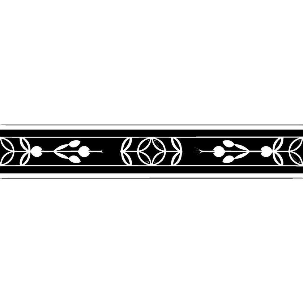 Geometric Floral Border Pattern, Monochrome vector