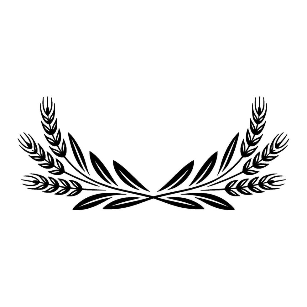 Minimalist Wheat Olive Leaf Wreath, Simple vector