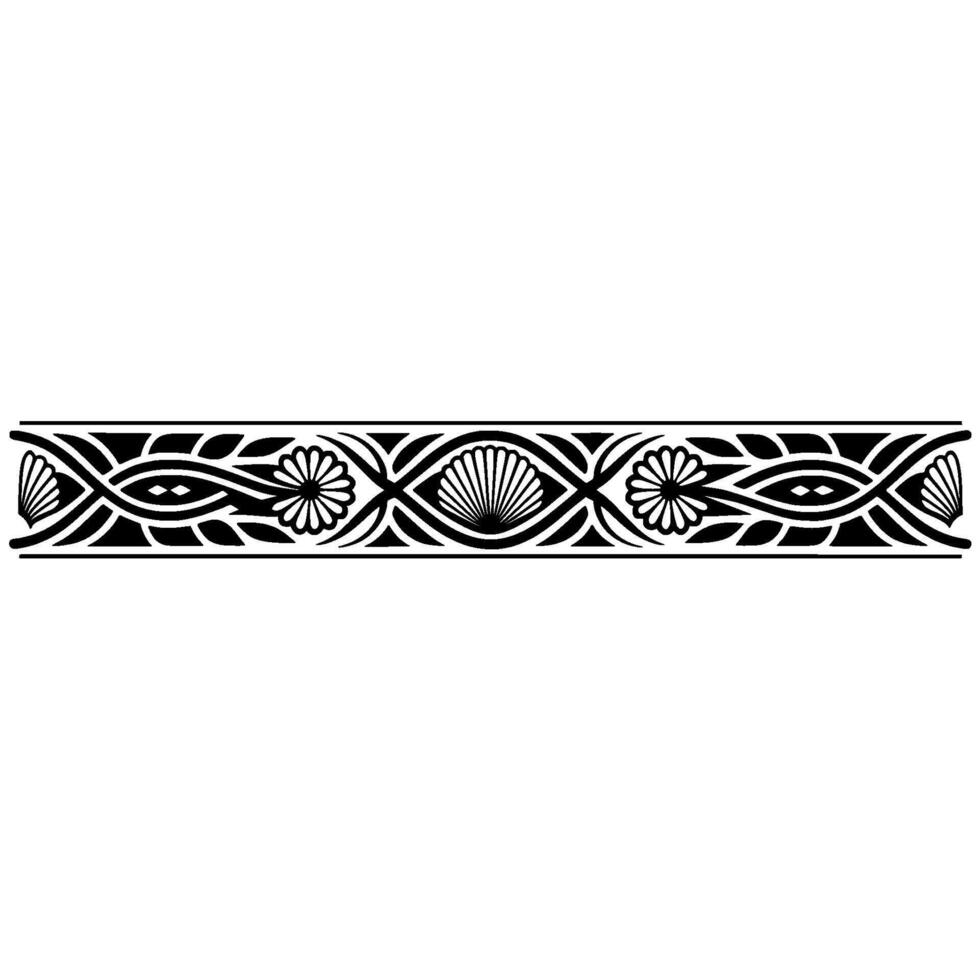 Ornate Black White Border , Repeating Floral and Shell Motifs vector