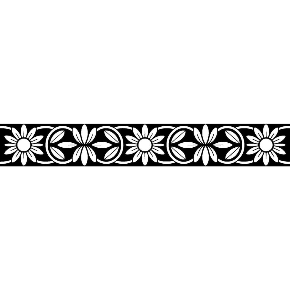 Floral Border, Elegant Black and White Decorative Element vector