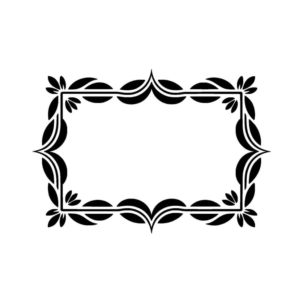 Elegant Black White Floral Frame on Gray, Background vector