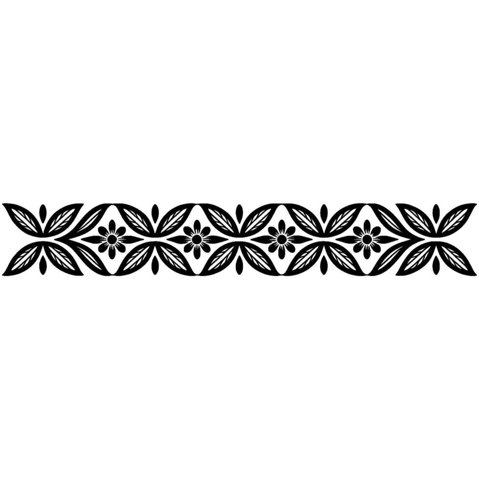 Elegant Black Floral Border on White Background,, Illustration vector