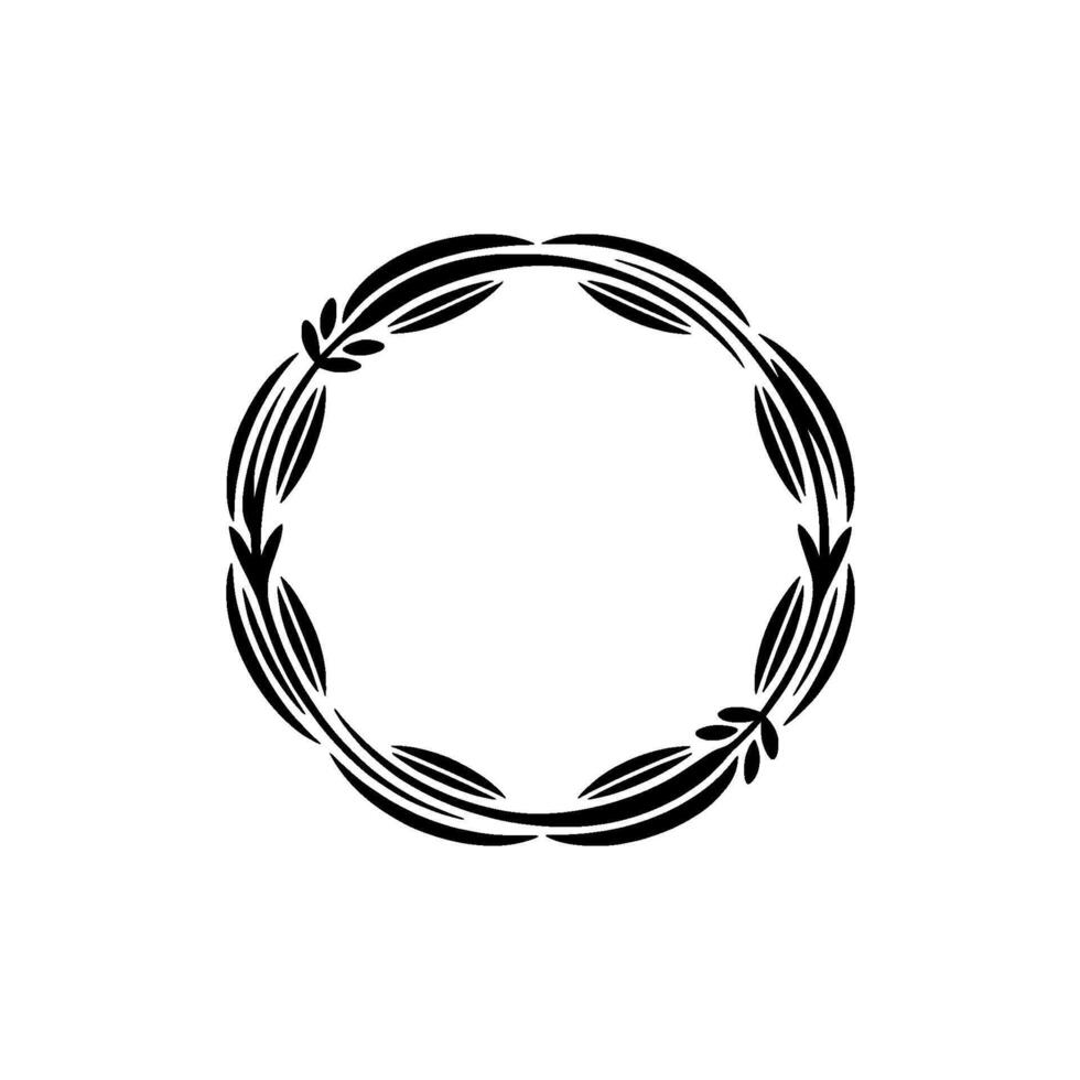 Elegant Black Leaf Wreath on, White Background - Minimalist vector
