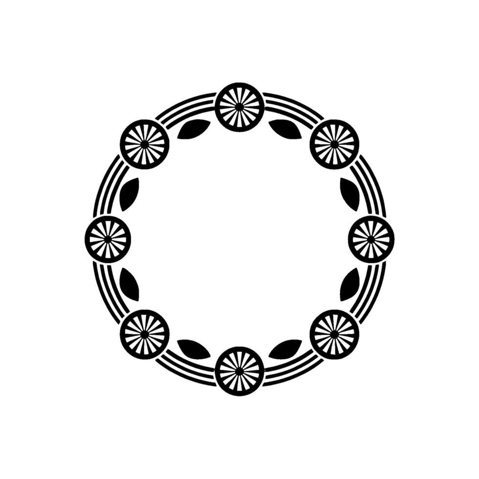 Geometric Circle Pattern Black White Decorative Border vector