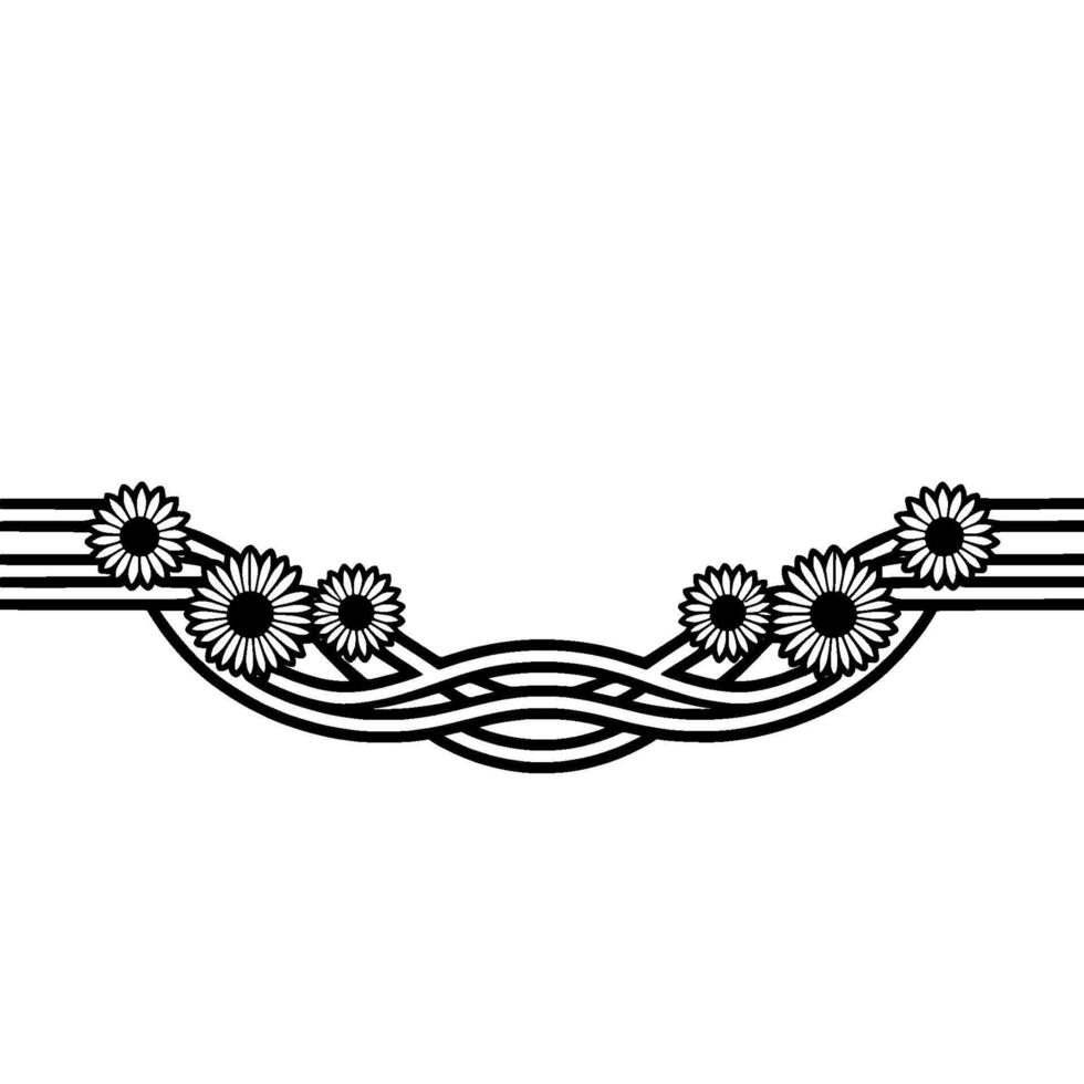 Minimalist Daisy Border, Black White Floral , Decorative Element vector