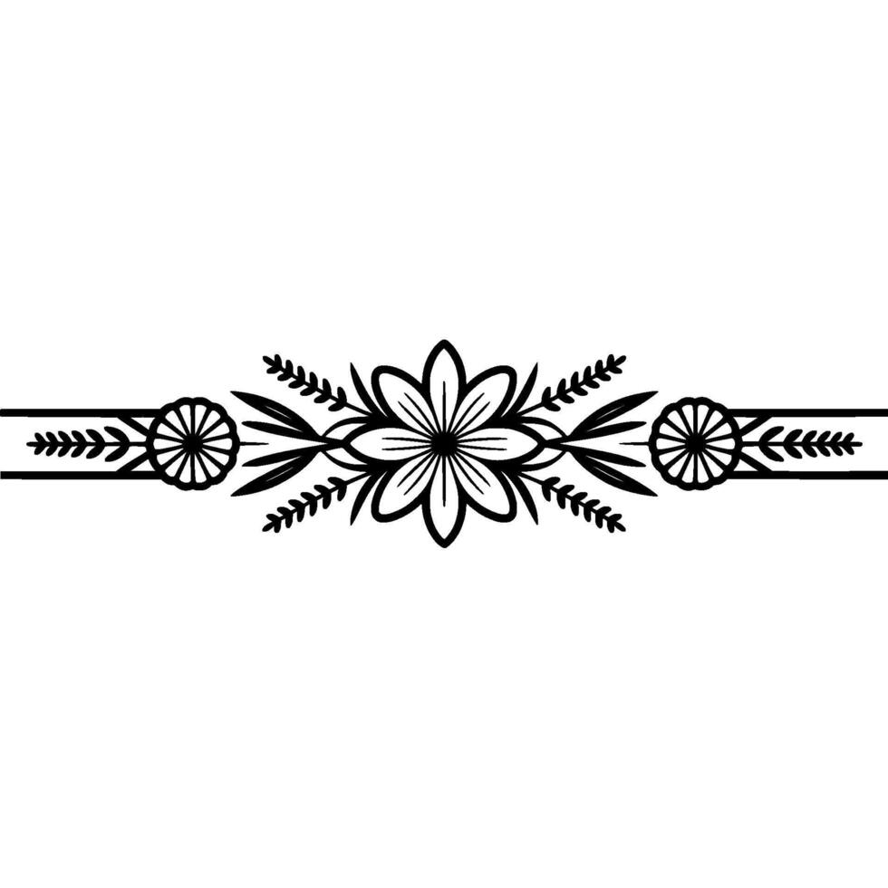 Floral Line Art Border, Minimalist Elegance on White vector