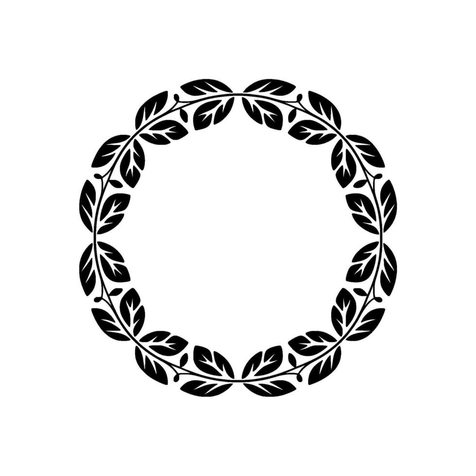 Elegant Black Leaf Wreath on, White Background vector