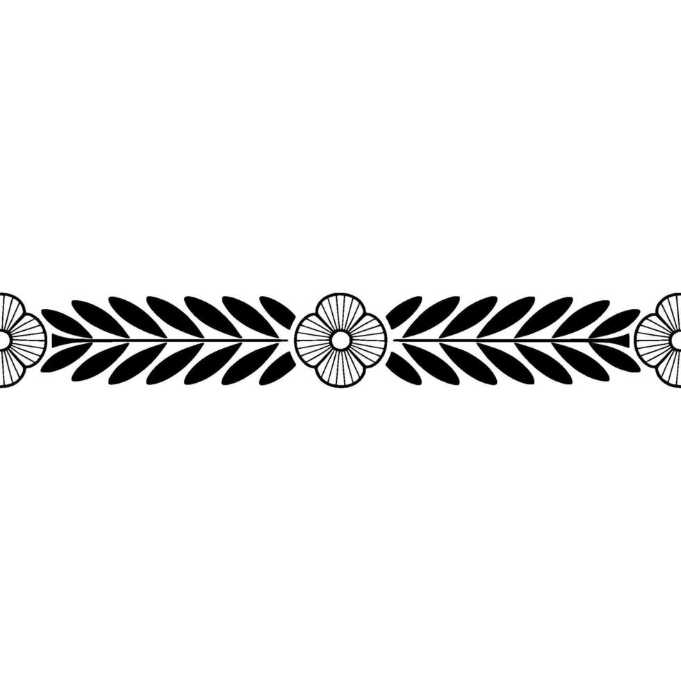 Minimalist Floral and Leaf Border in Black on White vector