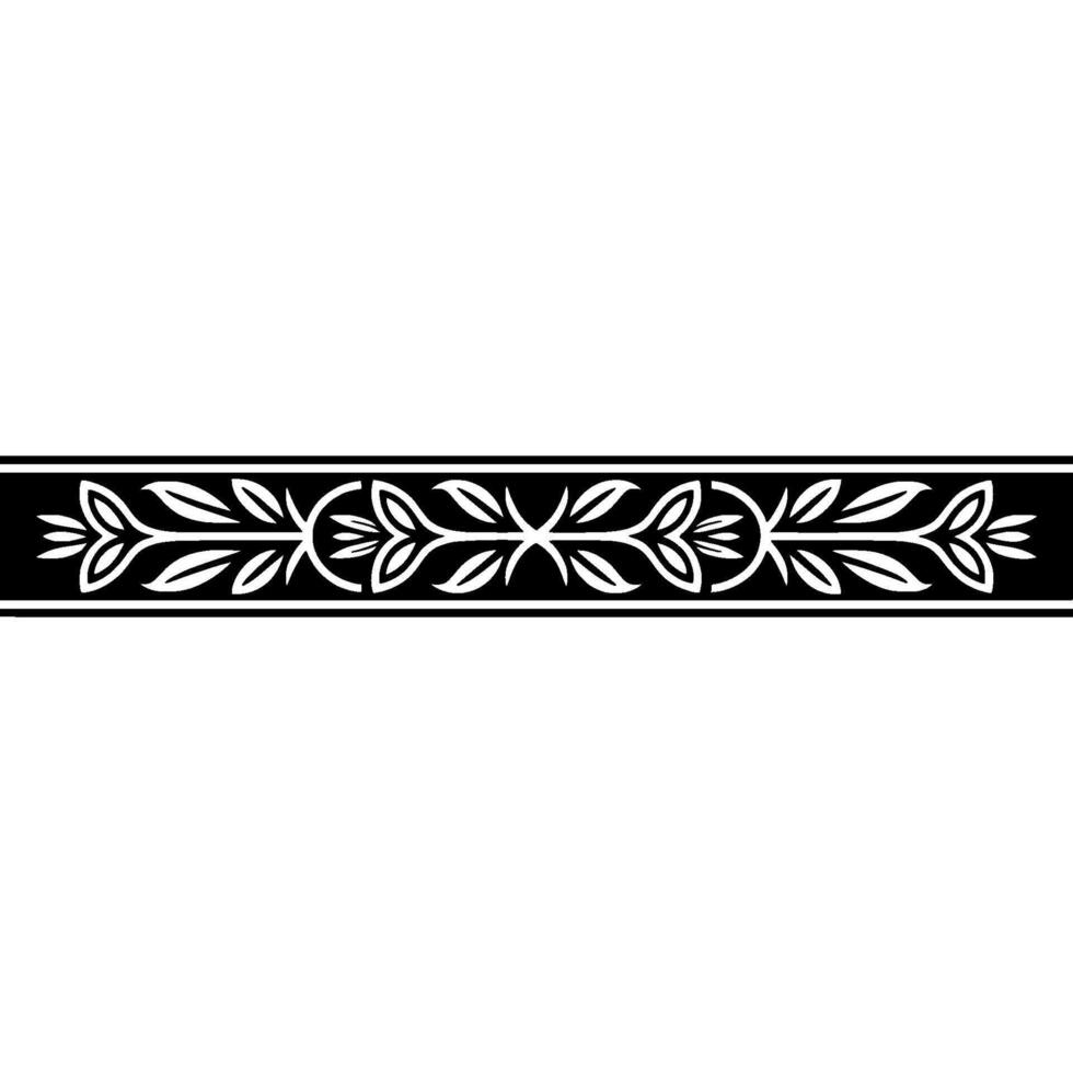 Elegant Floral- Border , Black and White, Decorative Element vector