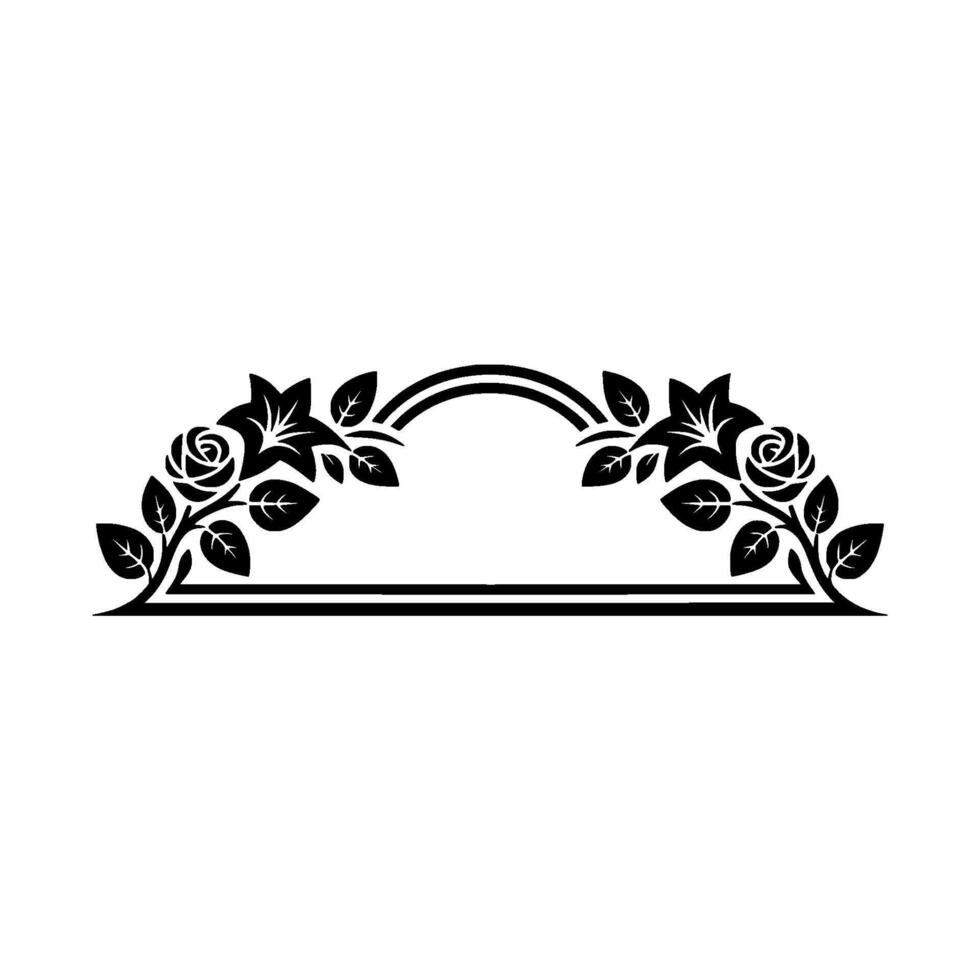 Elegant Floral Arch Frame , Black and White Decorative vector