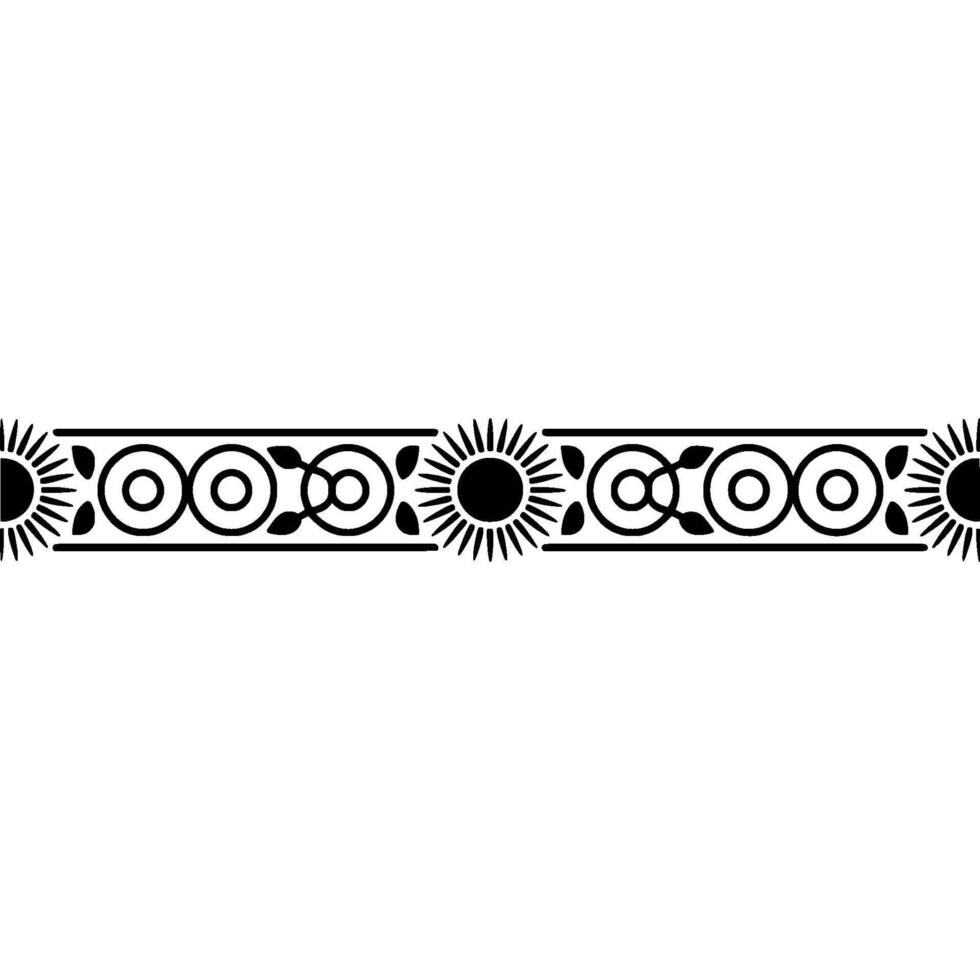Ornate Black Border with Sun and Geometric Elements vector
