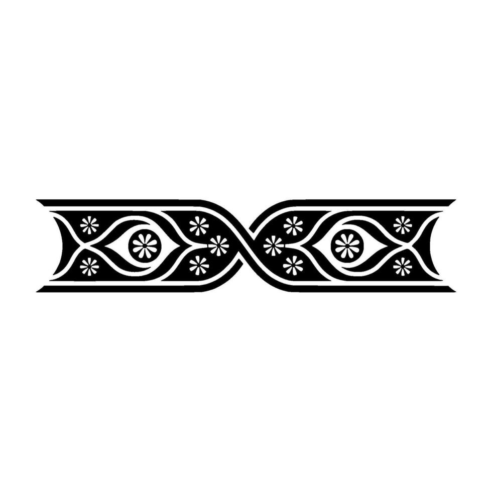 Ornate Black White Floral Swirl Border vector