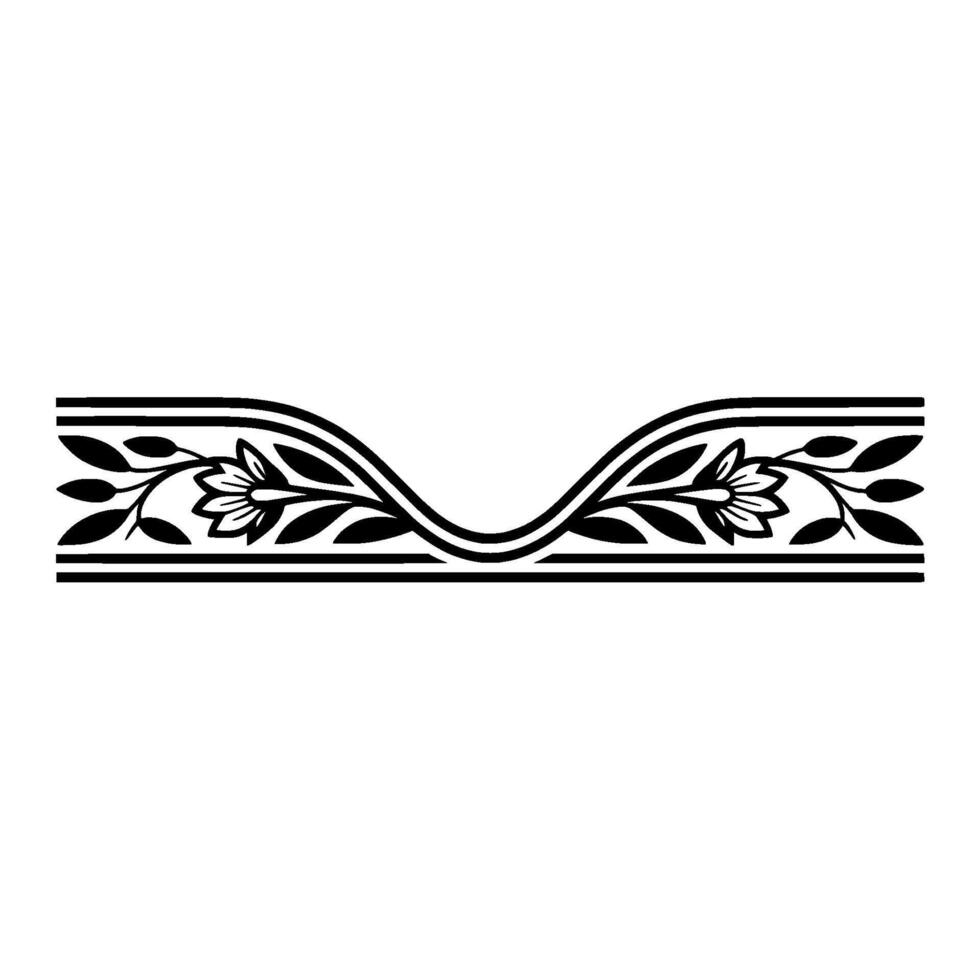 Elegant Floral Border, in Black, and White, Decorative vector