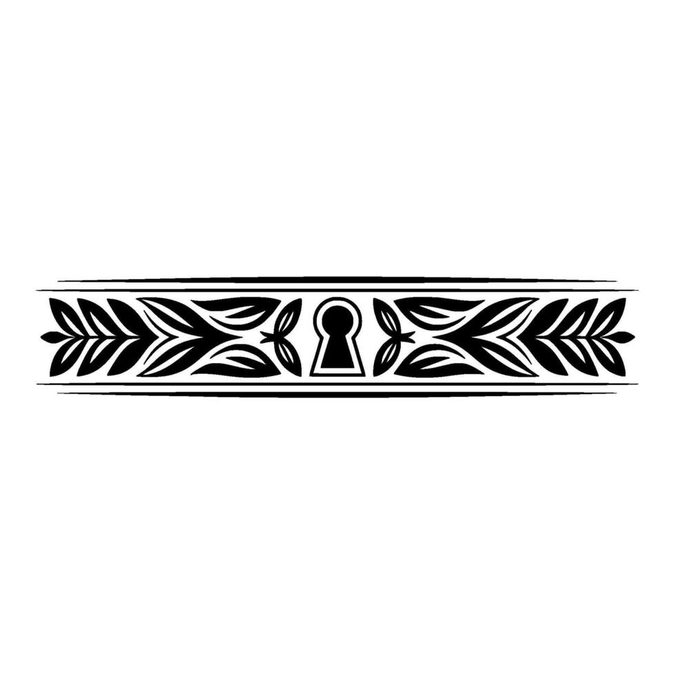 Ornamental Keyhole Border, Black and White , Elegant vector